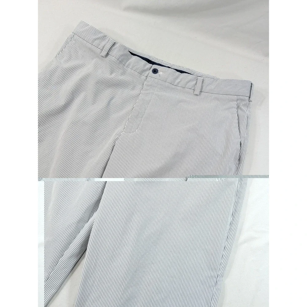 Nike Pants Men 38x30 Gray Chino Pleated Dri Fit Modern Golf Seersucker Trouser